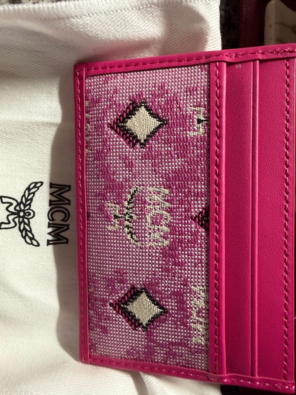 MCM Hot Pink Monogram Card Case